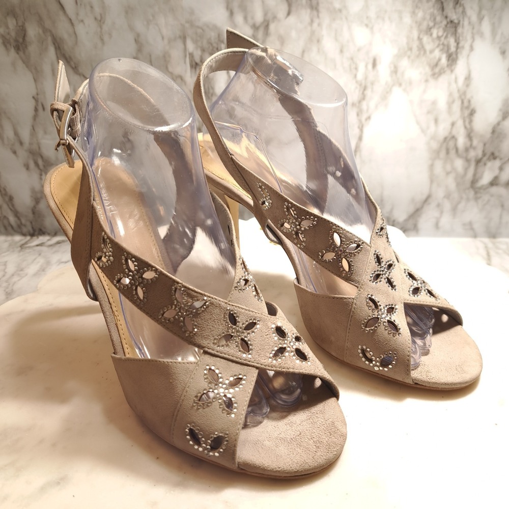 Michael Kors Women's High Heels Beige Size 10M Open Toe Slingback